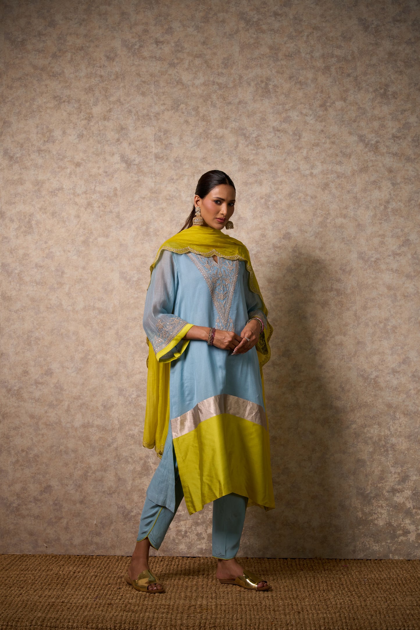 Glory Sky Blue Kurta (Set of 3)