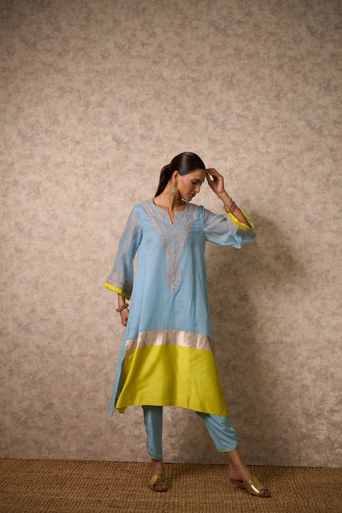 Glory Sky Blue Kurta (Set of 3)