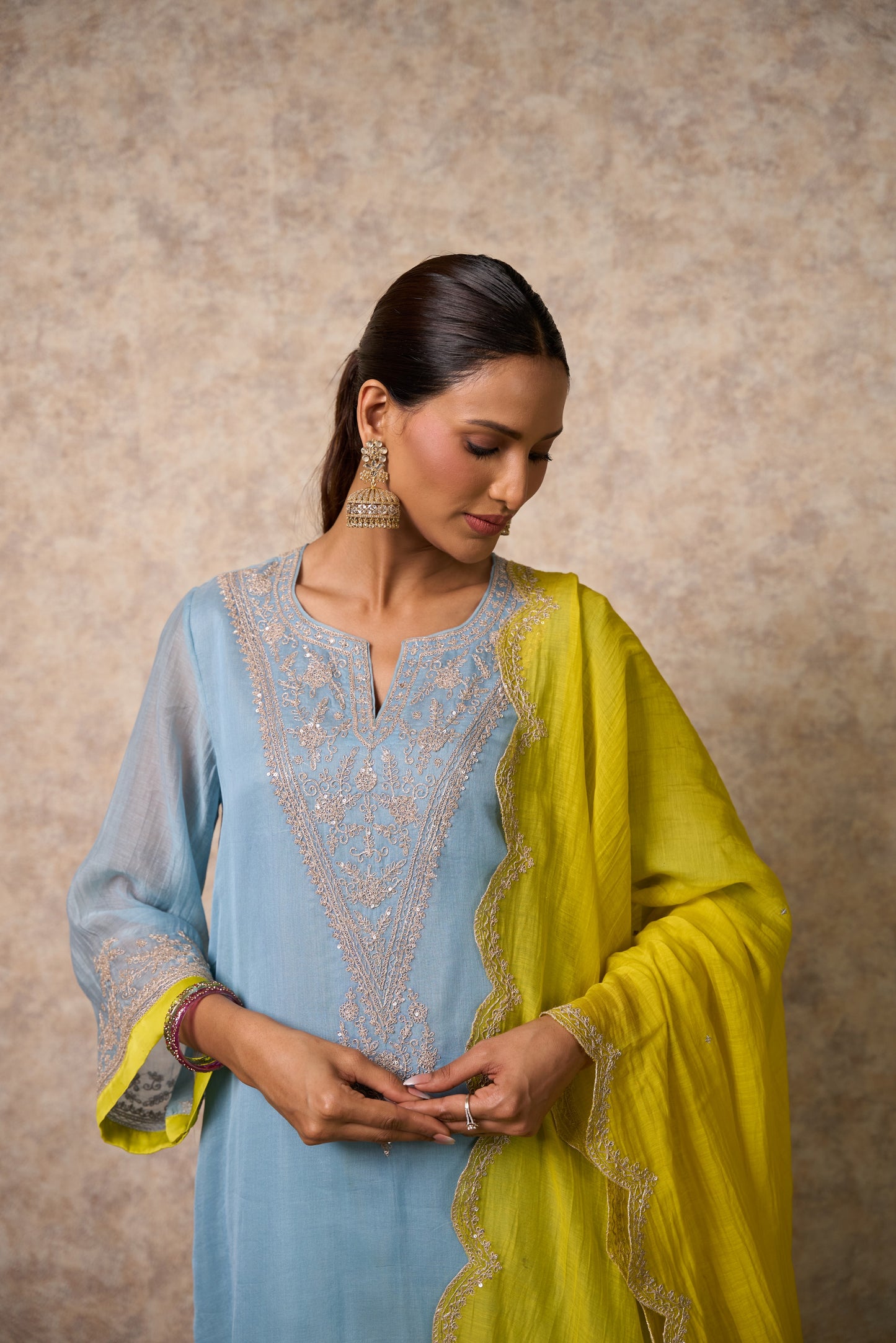 Glory Sky Blue Kurta (Set of 3)