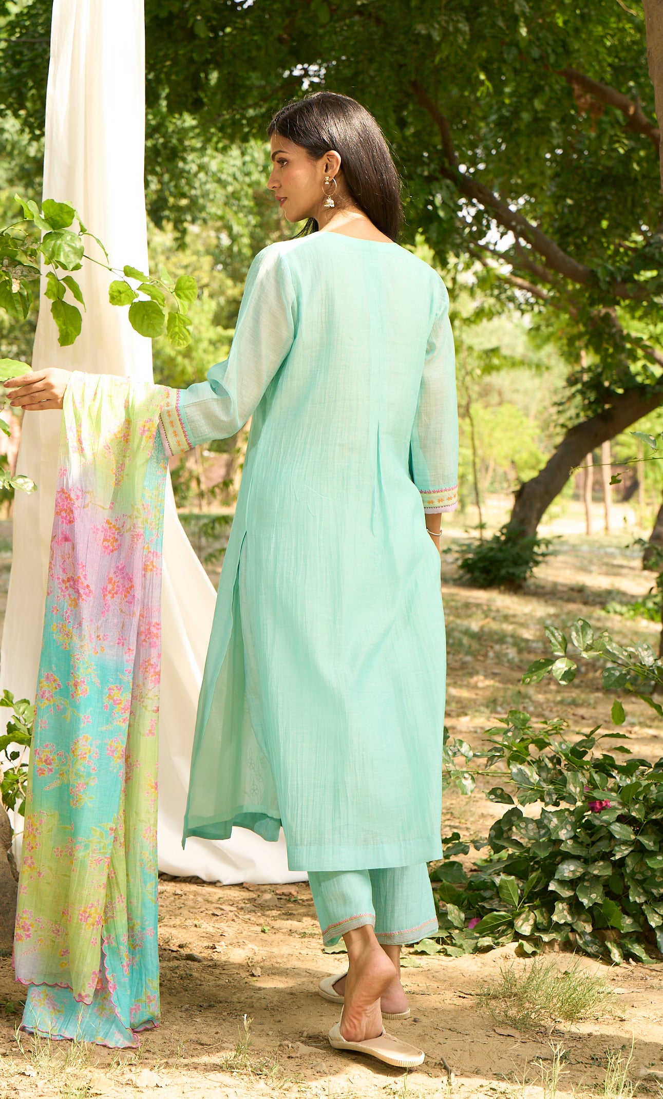 Papiha Turquoise Kurta (Set of 3)