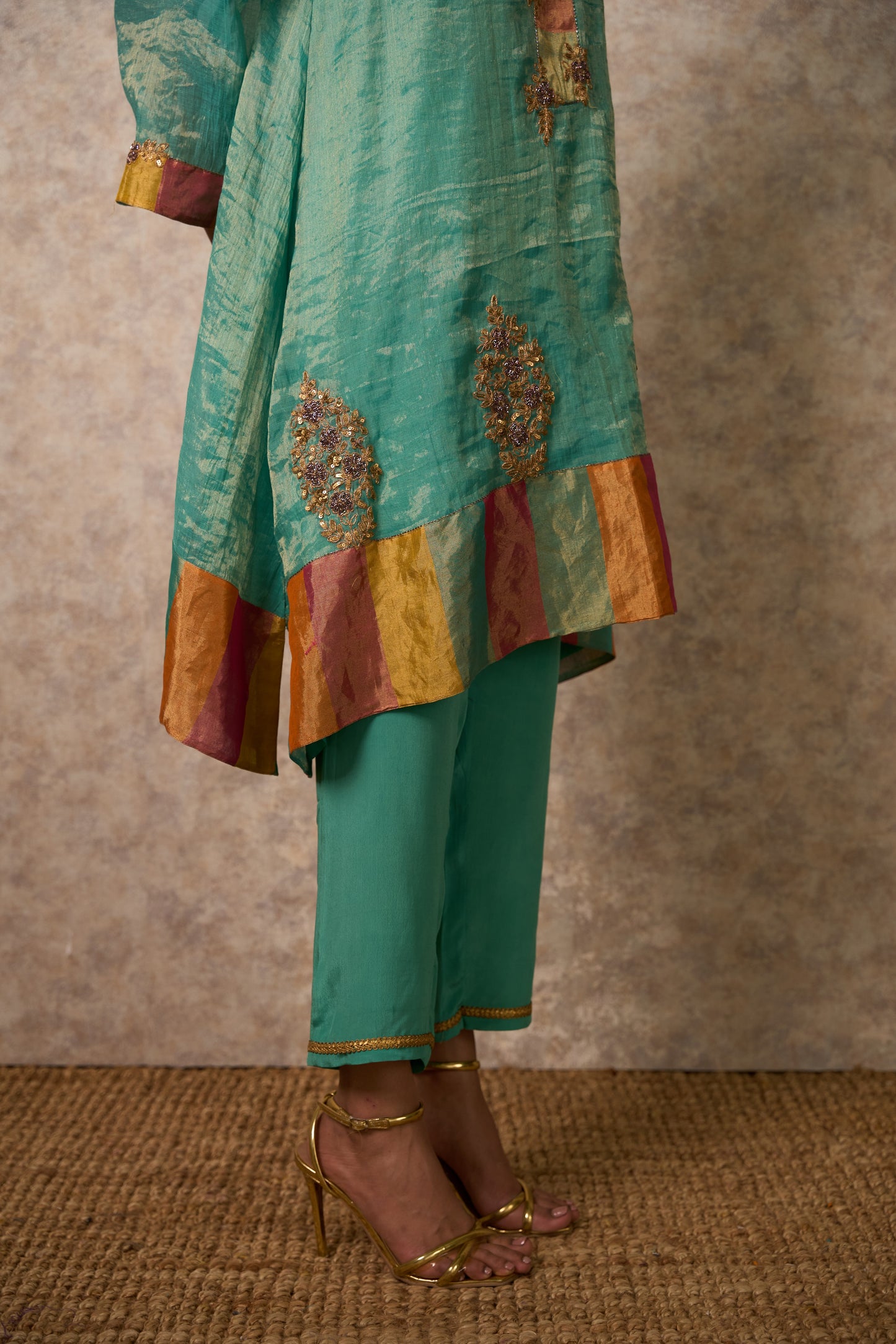 Zing Sea Green Kurta (Set of 2)