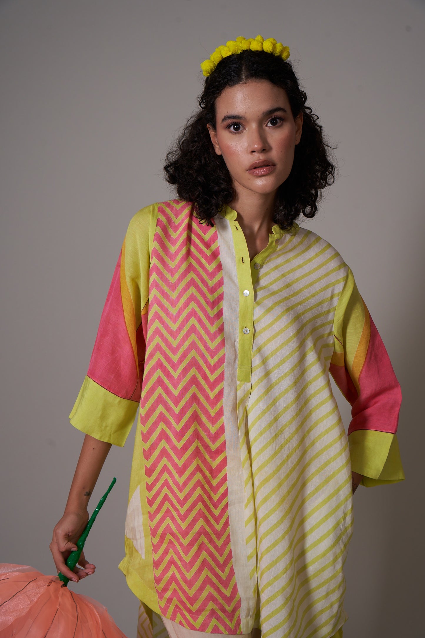 Kosumosu Lime-Pink Tunic Set (Set of 2)