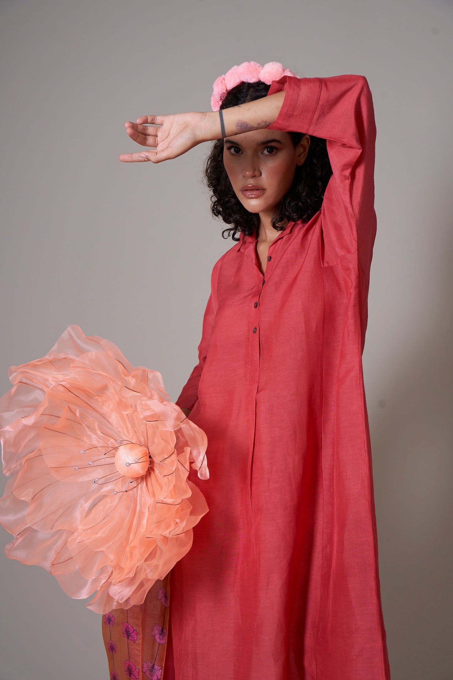 Hasu Coral Co-ord (Set of 3)