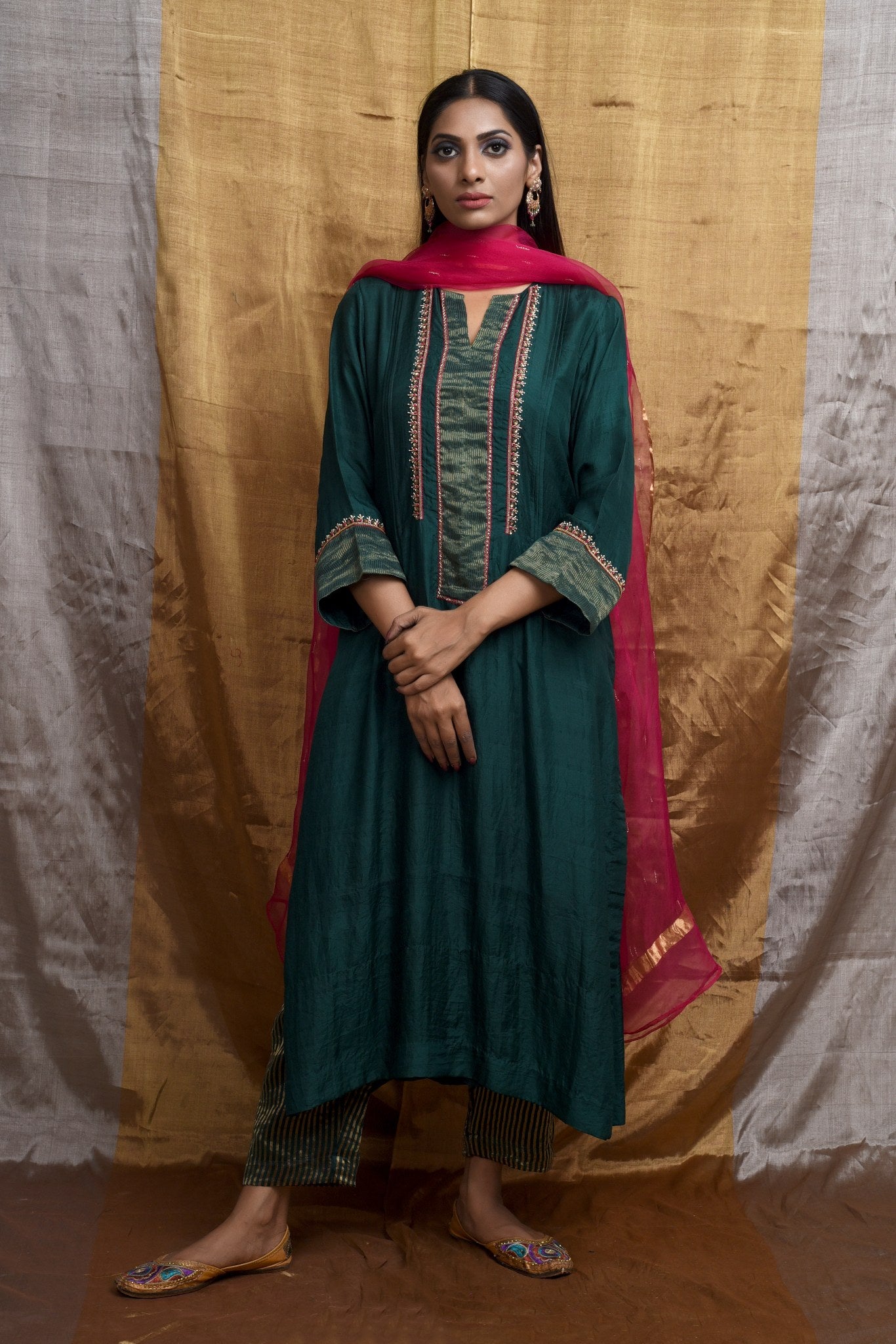 Allure Dark Green Kurta (Set of 3)