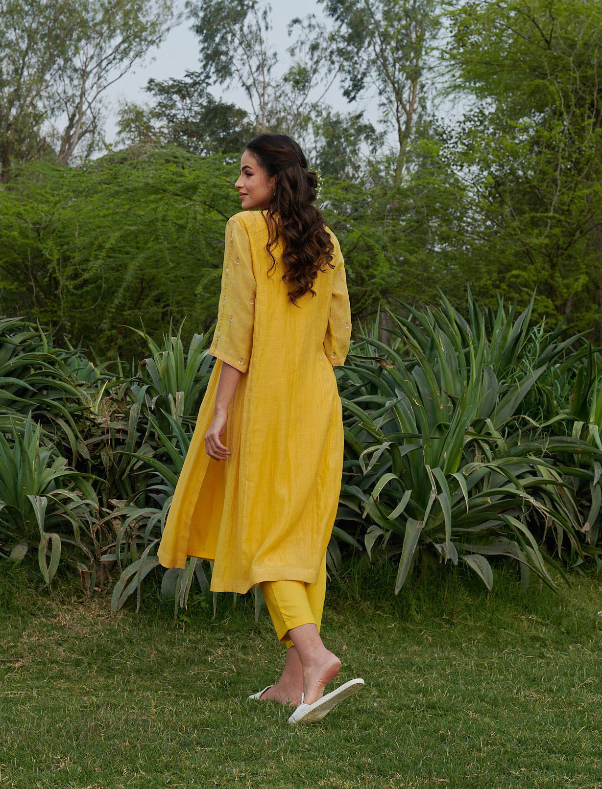 Bloom Yellow Kurta-Set (Set of 3)