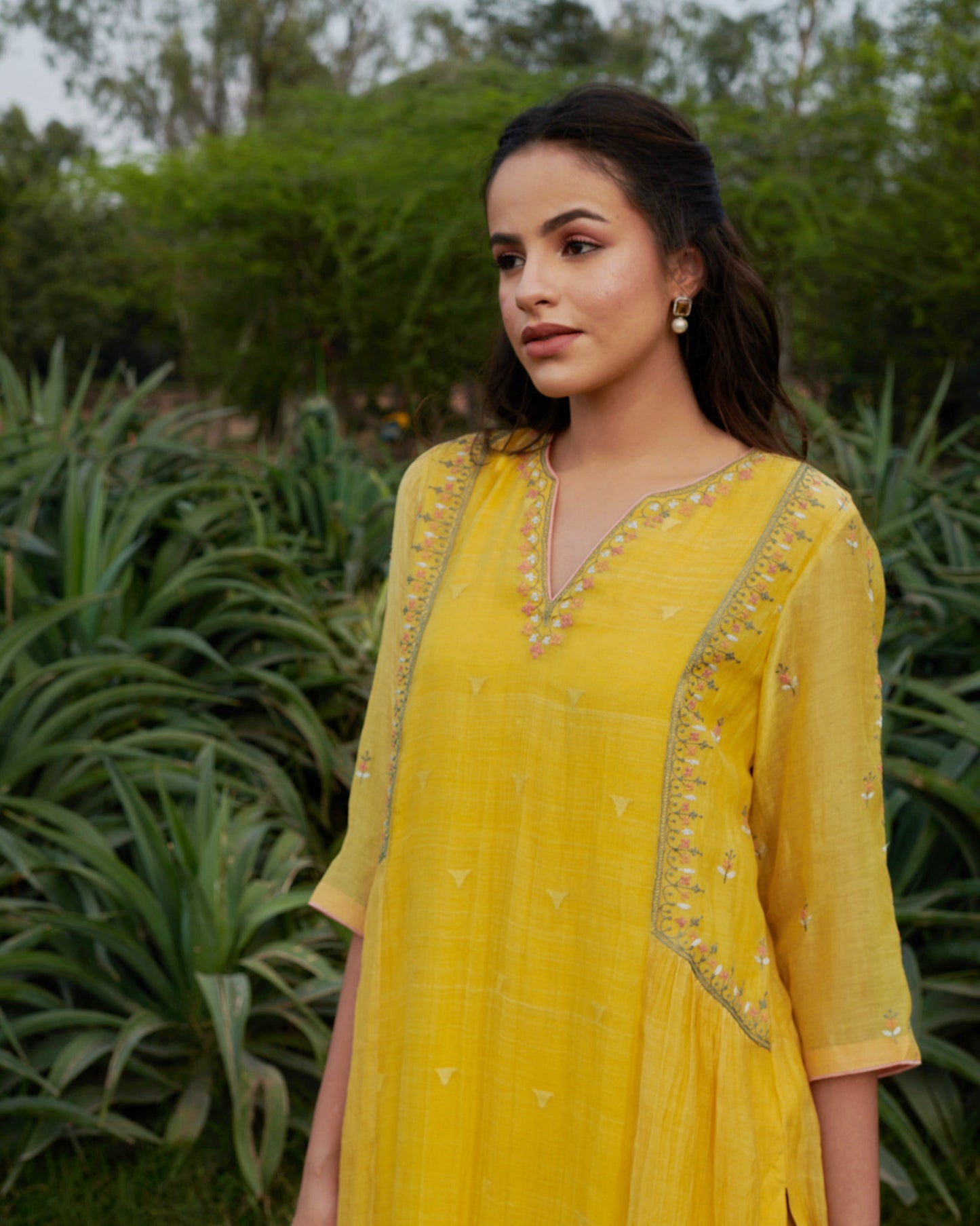 Bloom Yellow Kurta-Set (Set of 3)