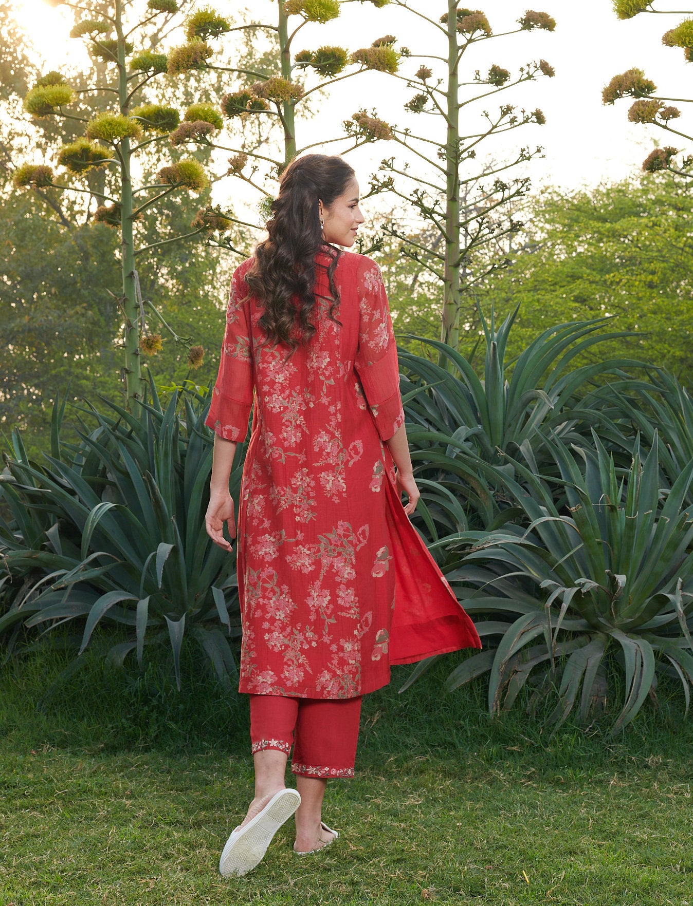 Floweret Red Floral Kurta-Set (Set of 3)