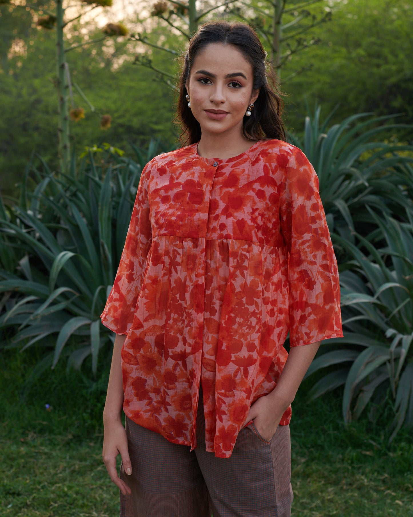 Joy Ornage Floral Top Set (Set of 2)