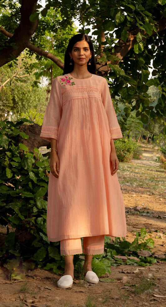 Maina Peach Kurta (Set of 2)