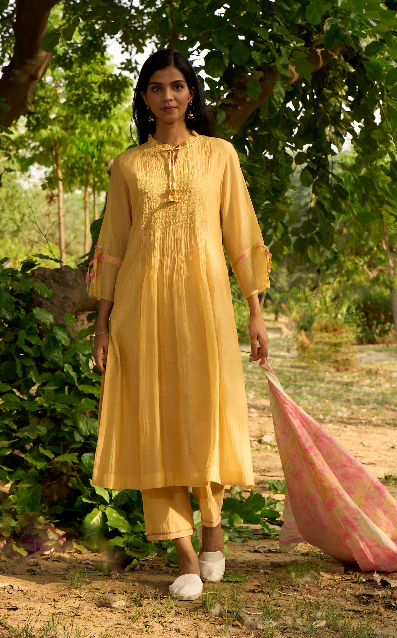 Baya Yellow Kurta  (Set of 3)