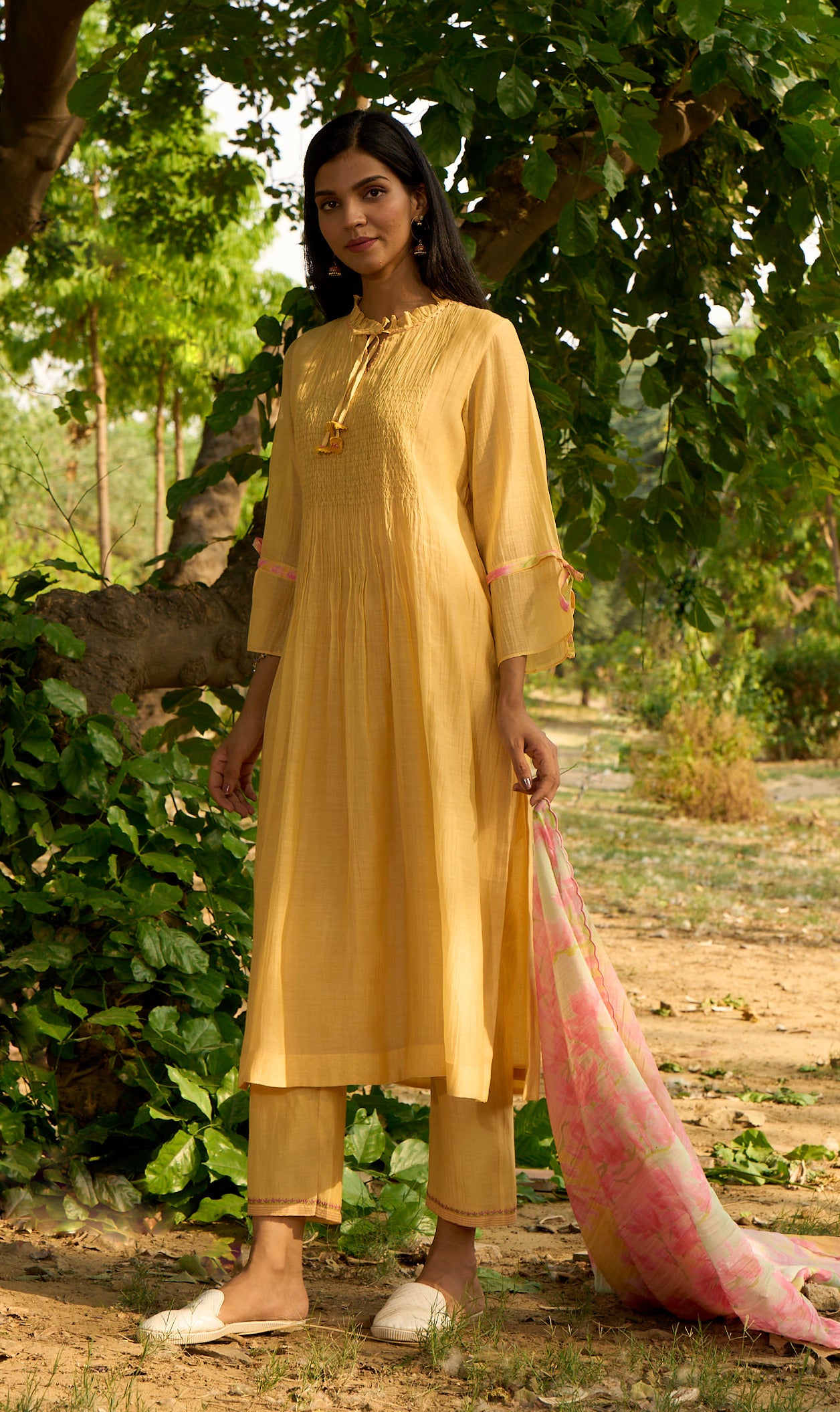 Baya Yellow Kurta  (Set of 3)