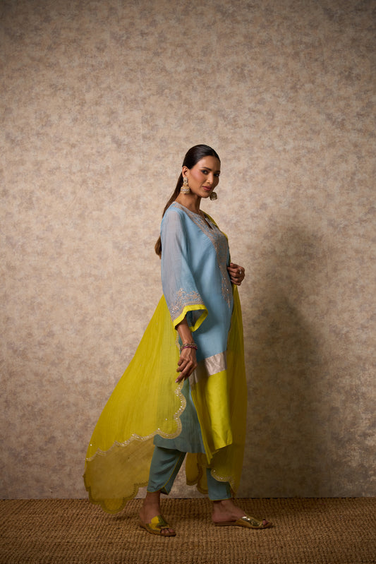 Glory Sky Blue Kurta  (Set of 3)