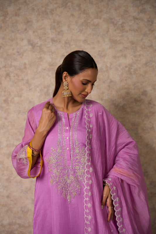 Glory Lilac Kurta  (Set of 3)