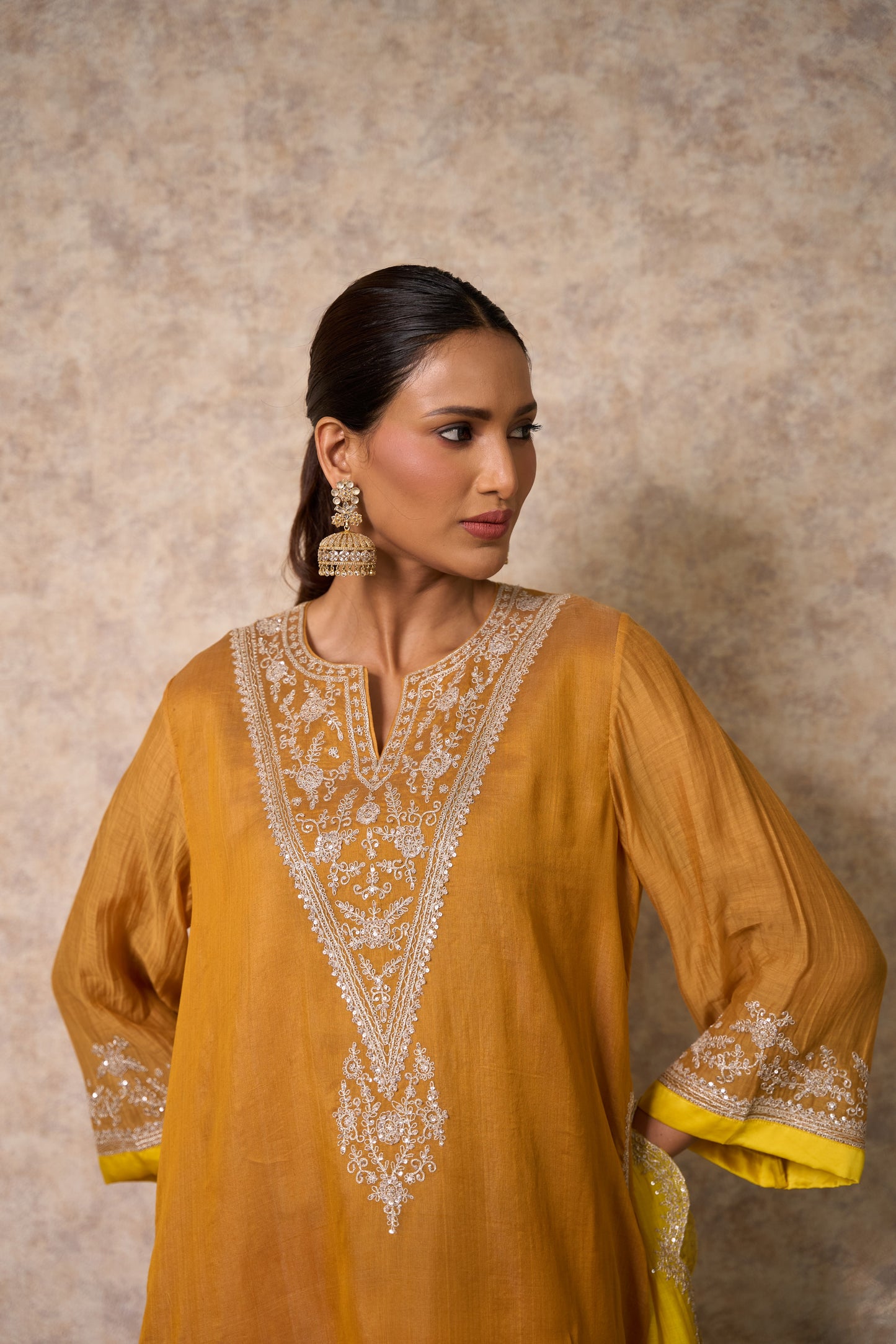 Glory Ochre Kurta  (Set of 3)