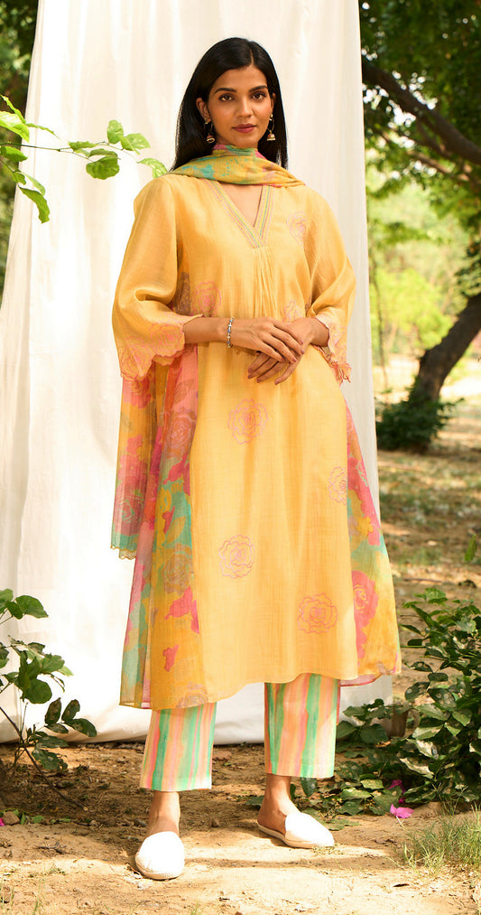 Rajhans Yellow Kurta (Set of 3)