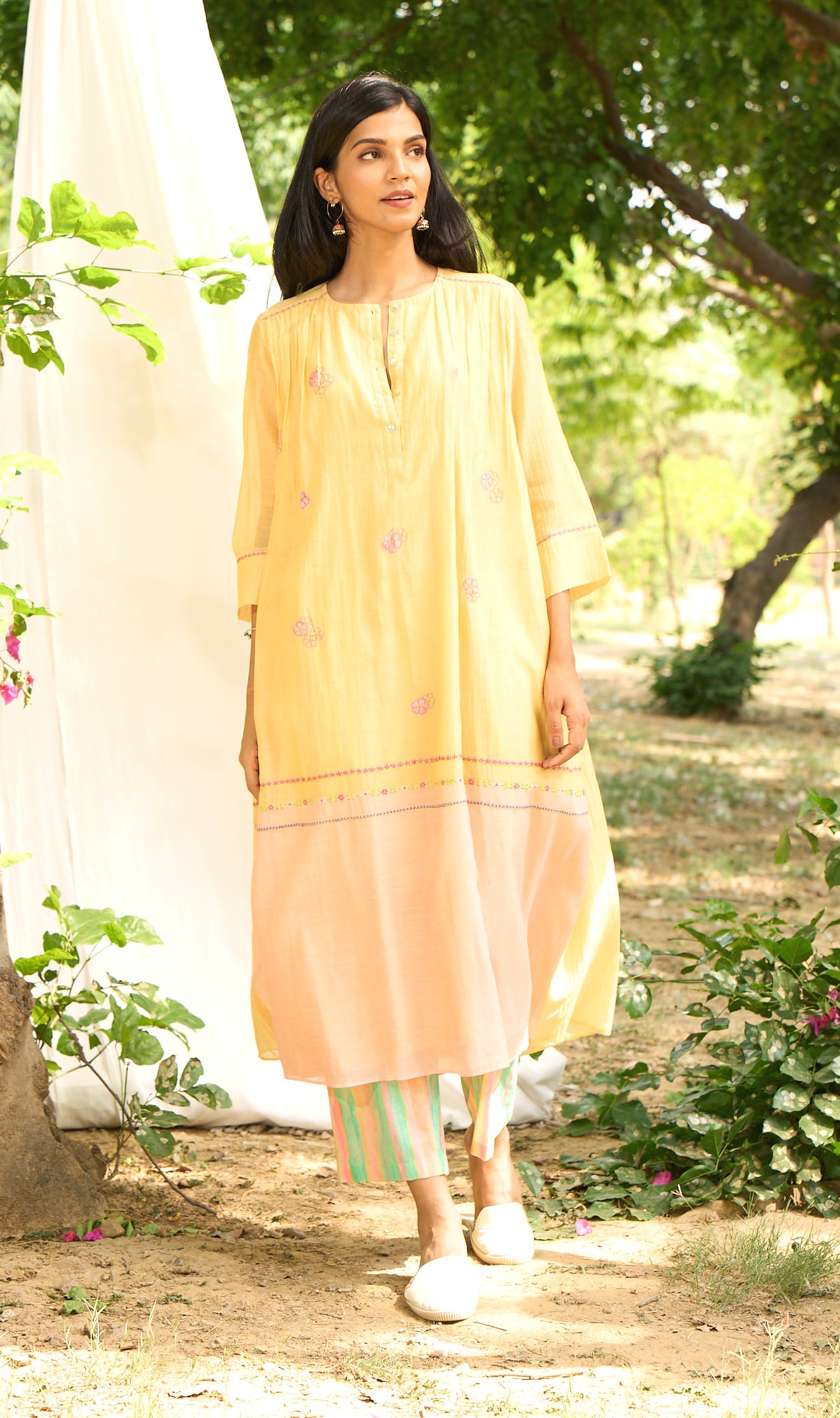 Saaras Yellow Kurta  (Set of 2)