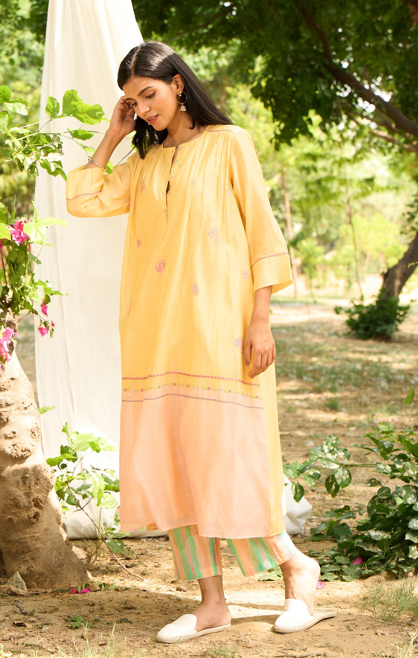 Saaras Yellow Kurta  (Set of 2)