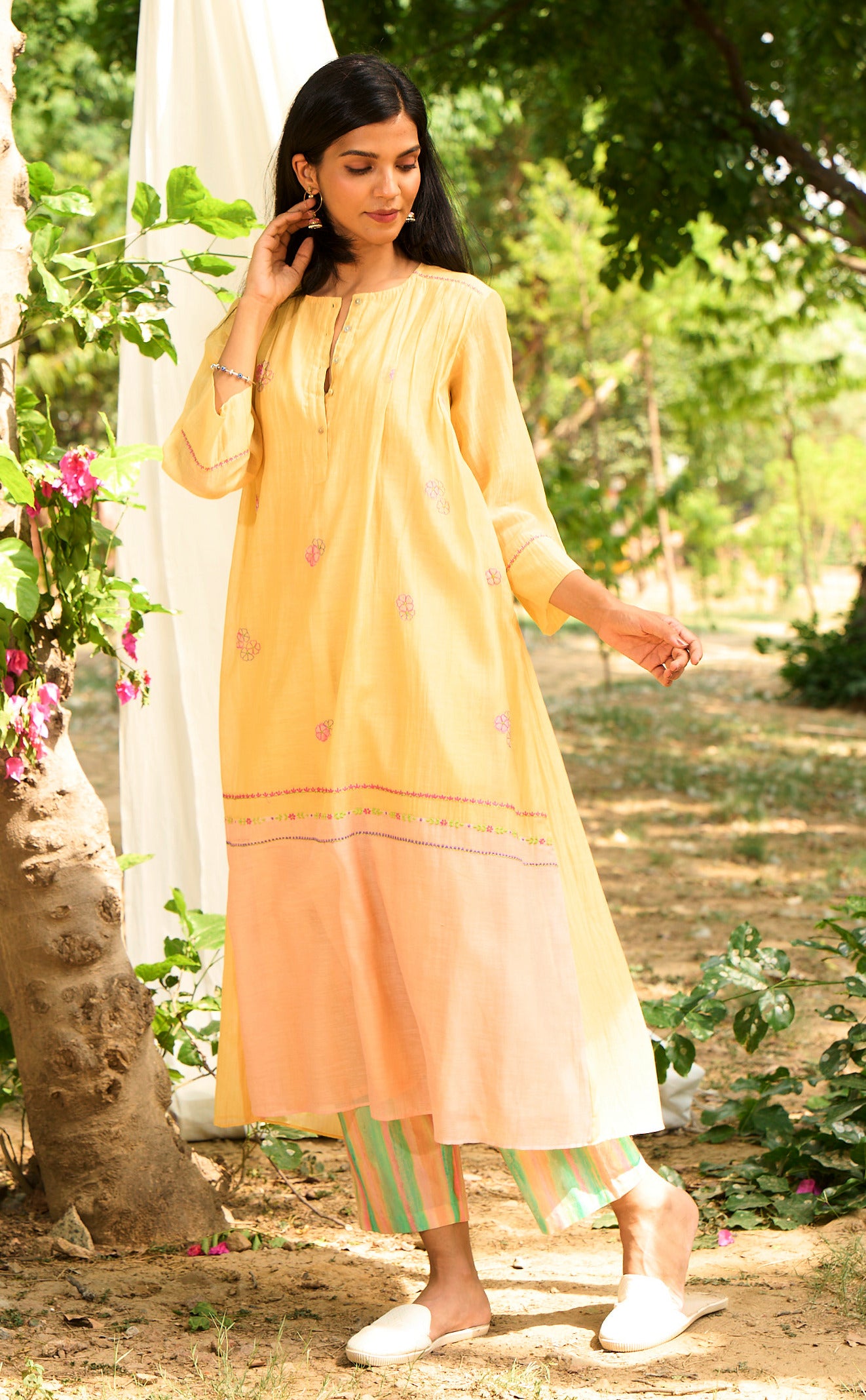 Saaras Yellow Kurta  (Set of 2)