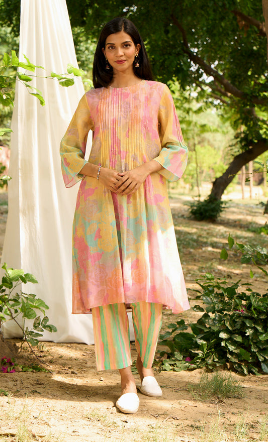 Chakor Peach Kurta (Set of 2)