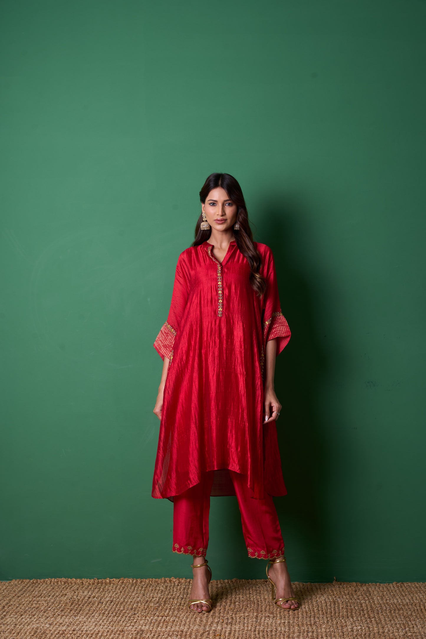 Radiance Red Kurta  (Set of 3)