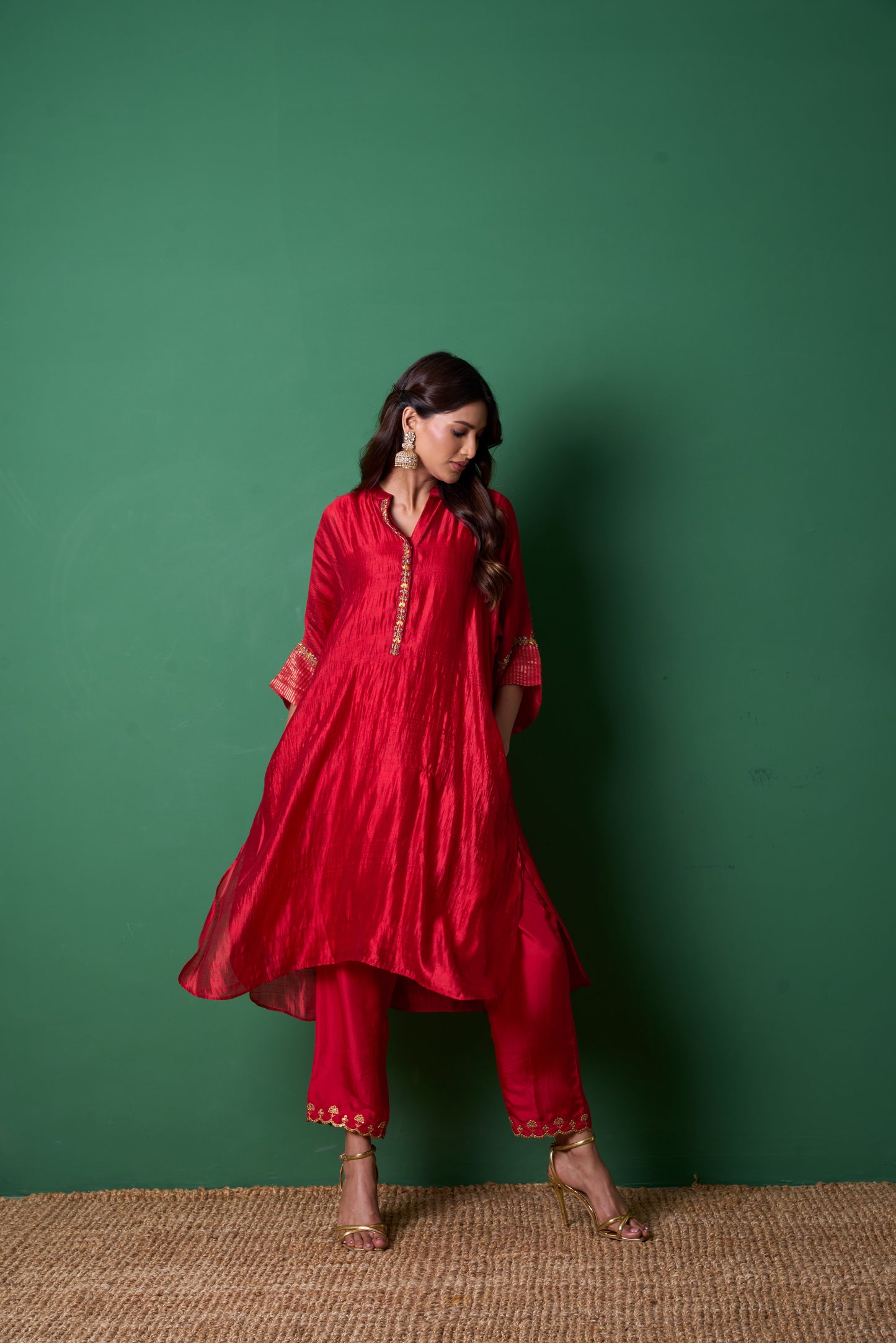 Radiance Red Kurta  (Set of 3)