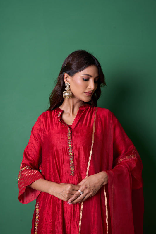 Radiance Red Kurta  (Set of 3)