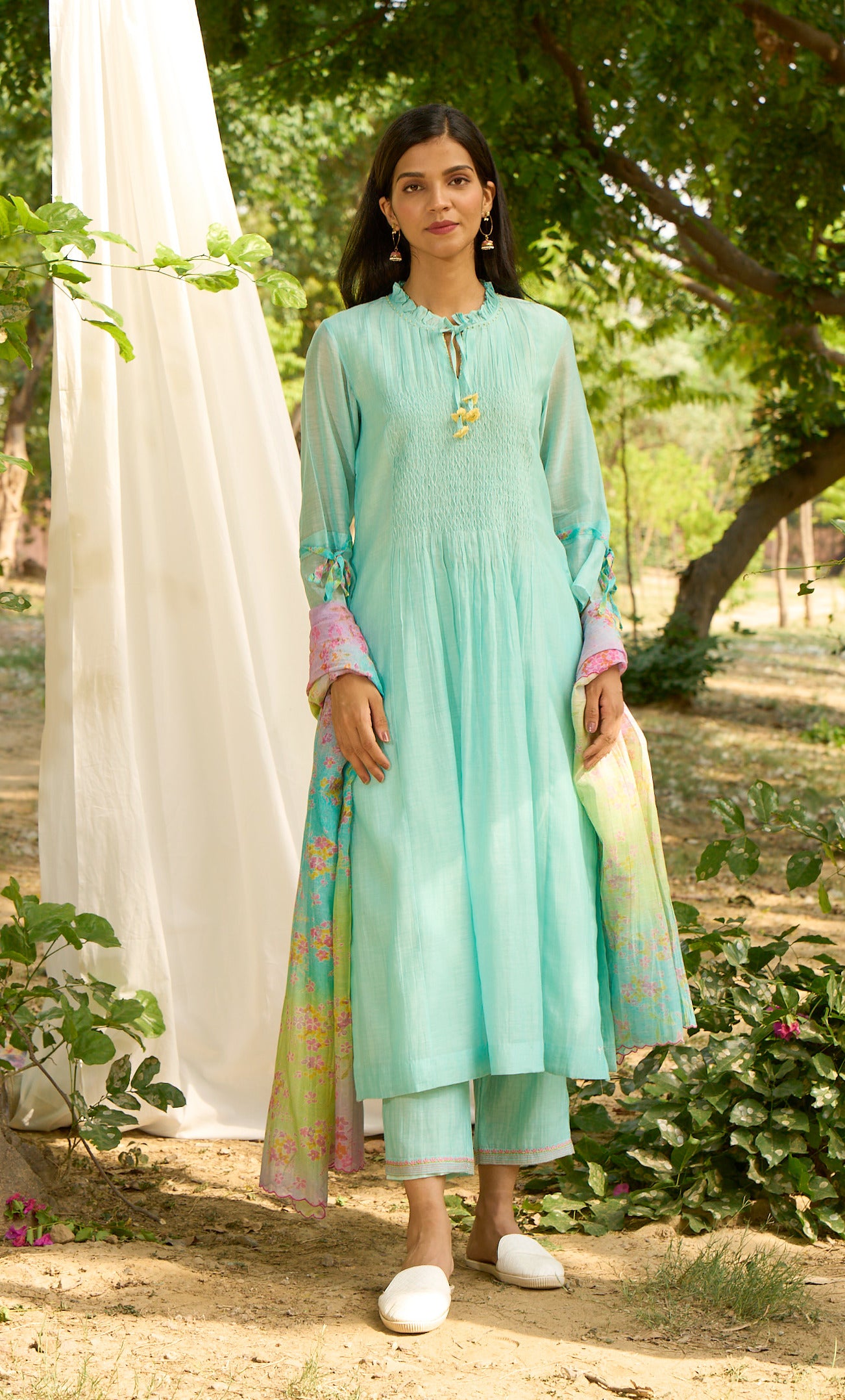 Baya Turquoise Kurta  (Set of 3)