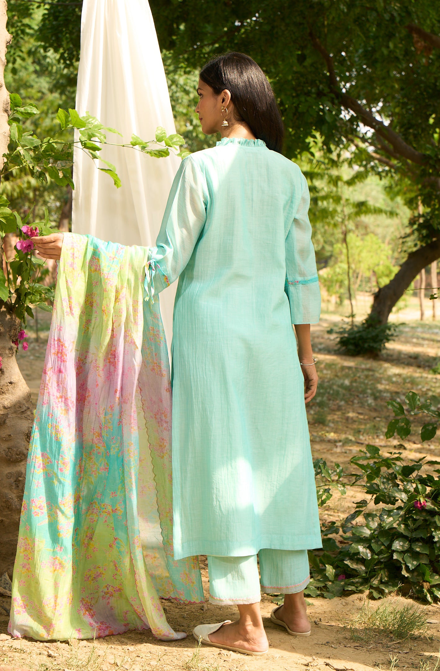 Baya Turquoise Kurta  (Set of 3)