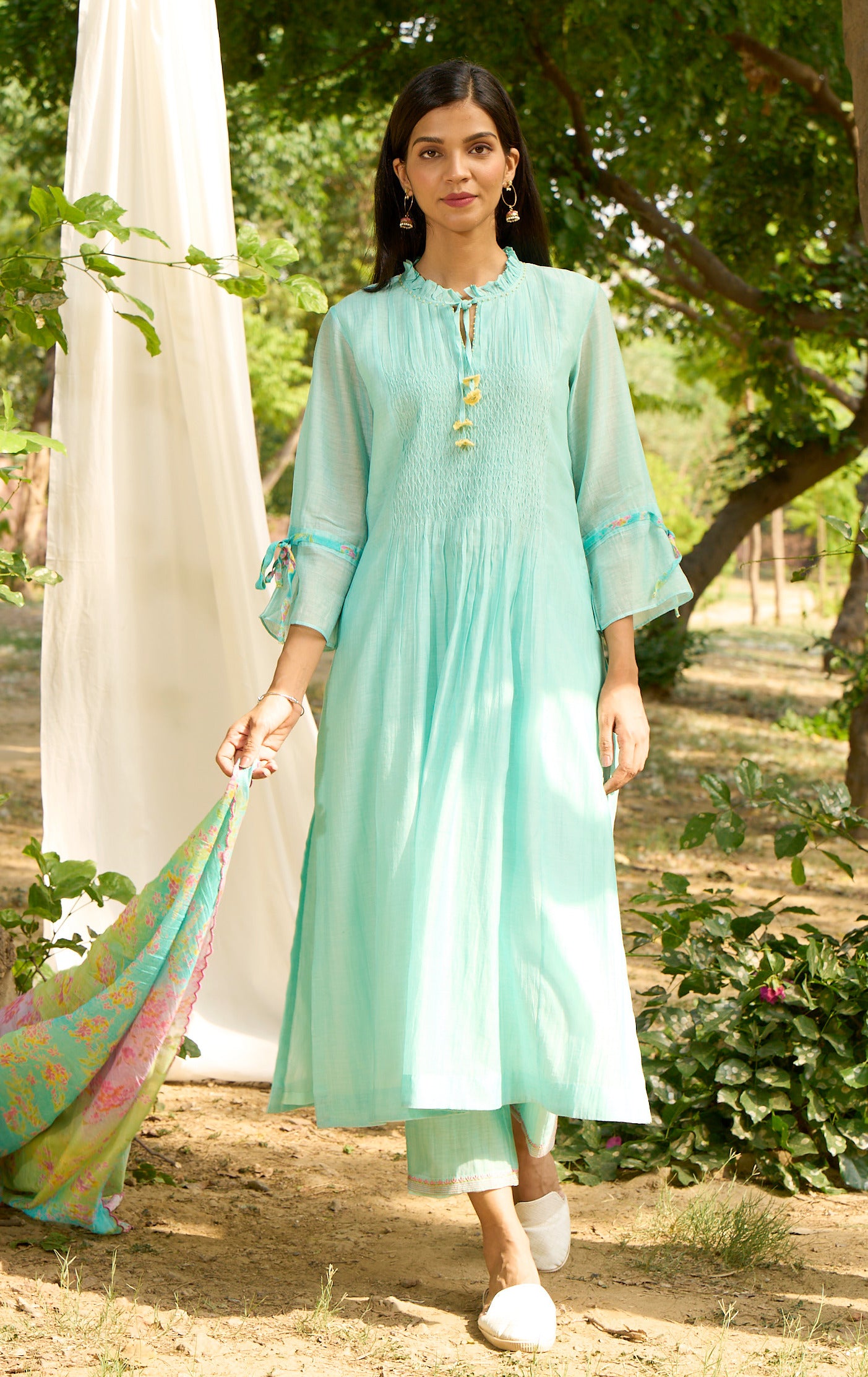 Baya Turquoise Kurta  (Set of 3)