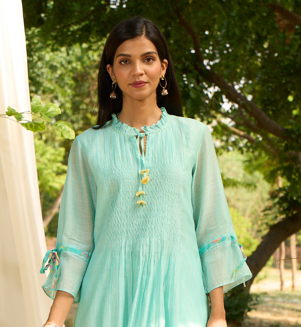 Baya Turquoise Kurta  (Set of 3)