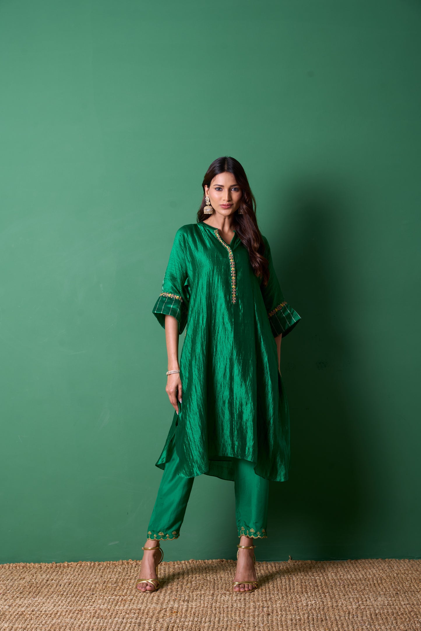 Radiance Emerald Kurta  (Set of 2)