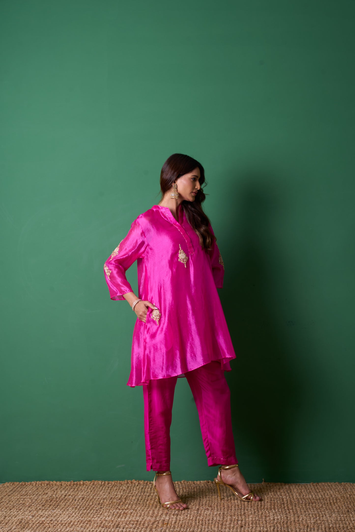 Paradise Pink Kurta  (Set of 2)