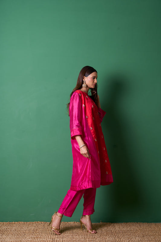 Delight Red Kurta (Set of 3)