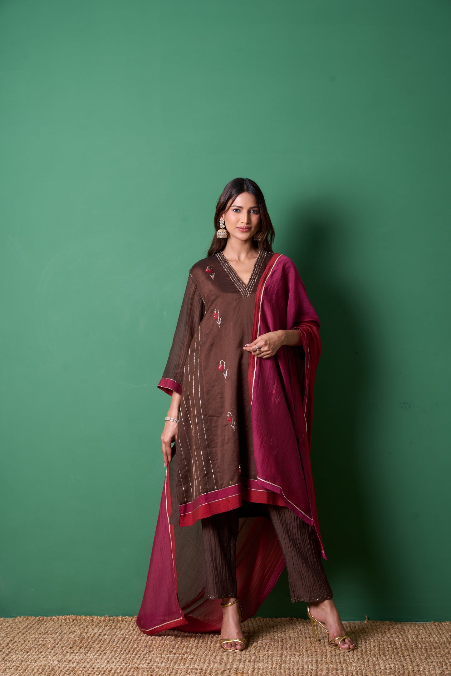 Glee Brown Kurta  (Set of 3)