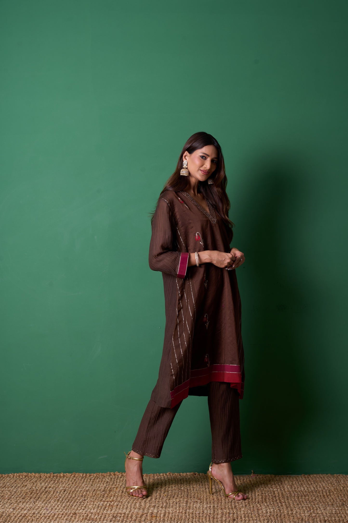 Glee Brown Kurta  (Set of 2)