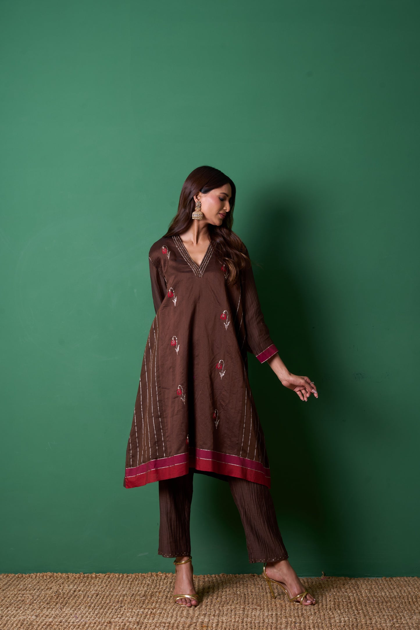 Glee Brown Kurta  (Set of 2)