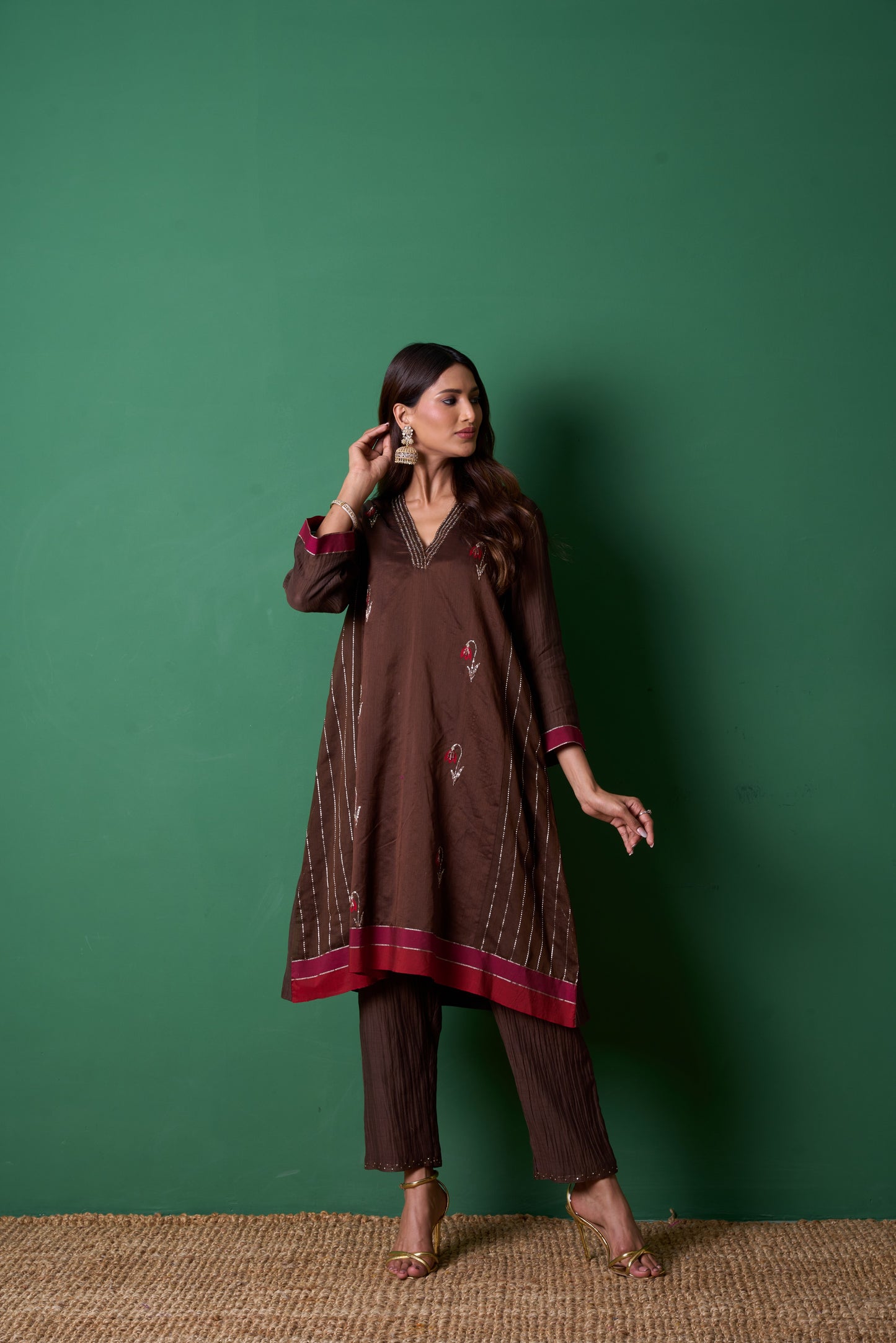 Glee Brown Kurta  (Set of 2)