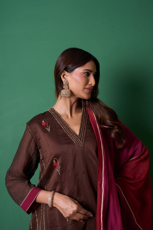 Glee Brown Kurta (Set of 3)