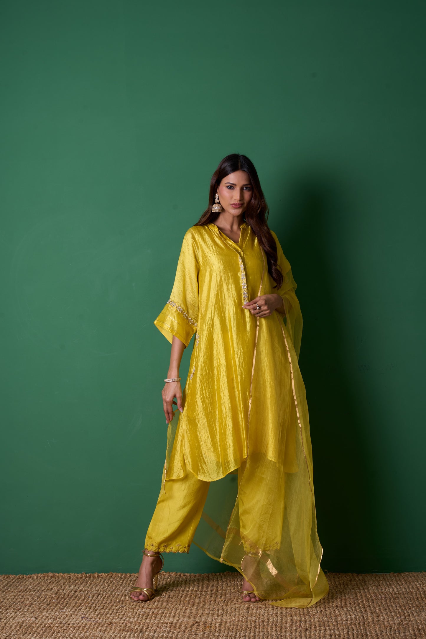 Radiance Yellow Kurta  (Set of 3)