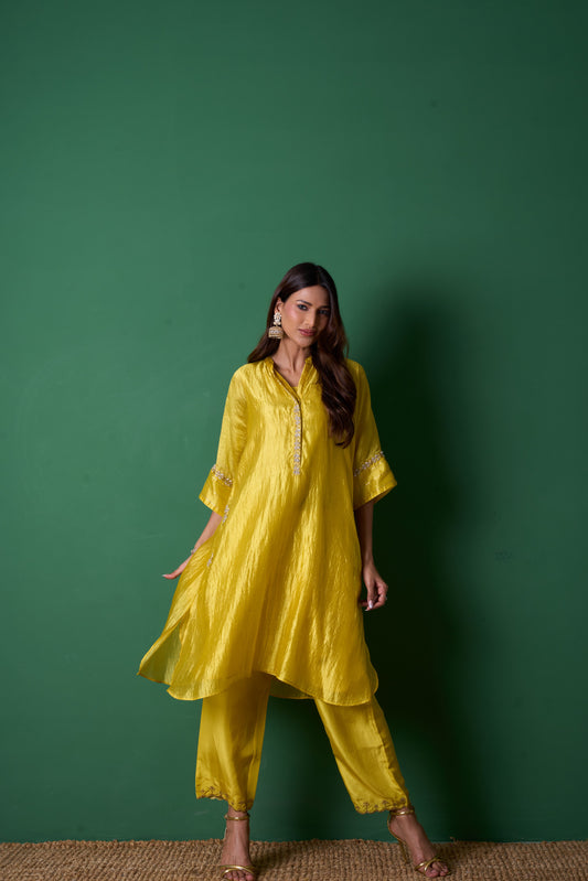 Radiance Yellow Kurta  (Set of 2)