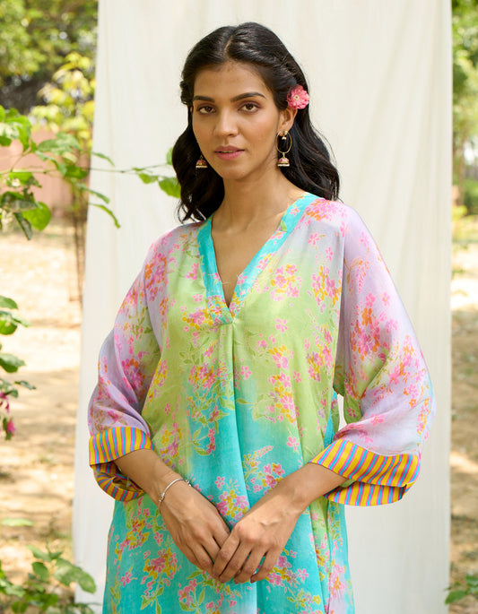 Peacock Turquoise Kurta (Set of 2)