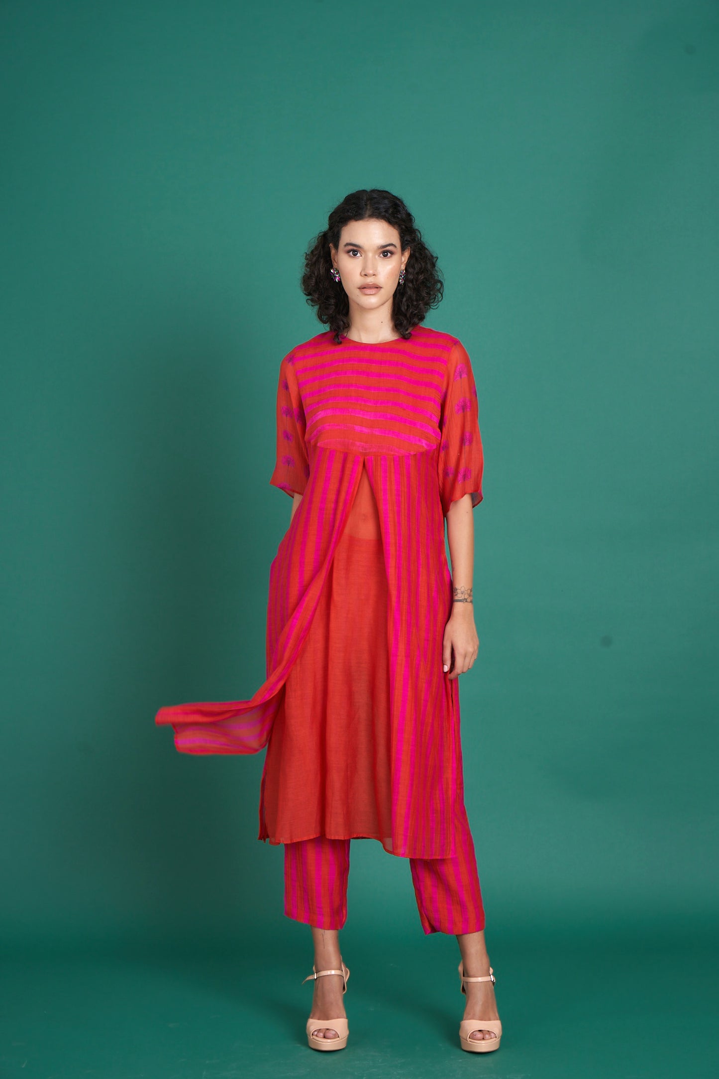 Abeer Red Kurta  (Set of 2)