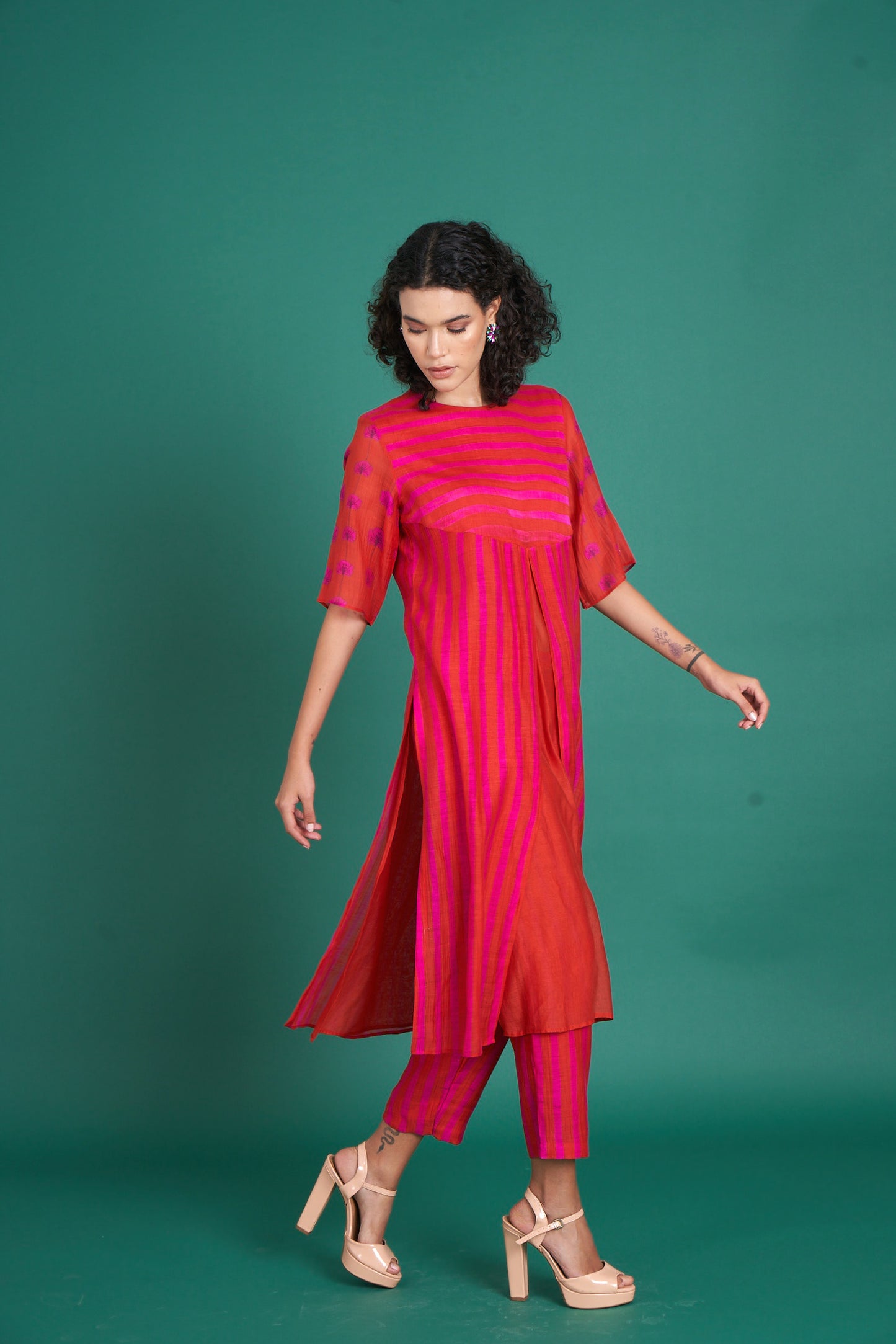 Abeer Red Kurta  (Set of 2)