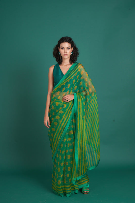Bela Emerald Saree (Set of 2)