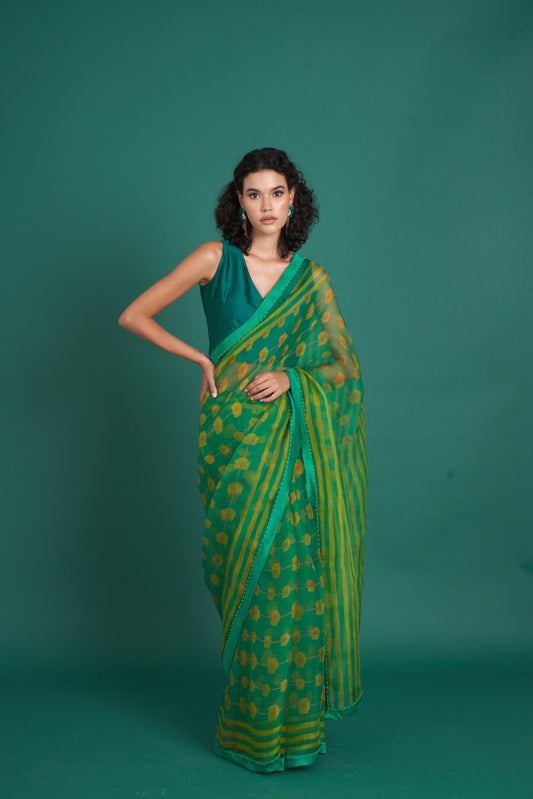 Bela Emerald Saree  (Set of 2)