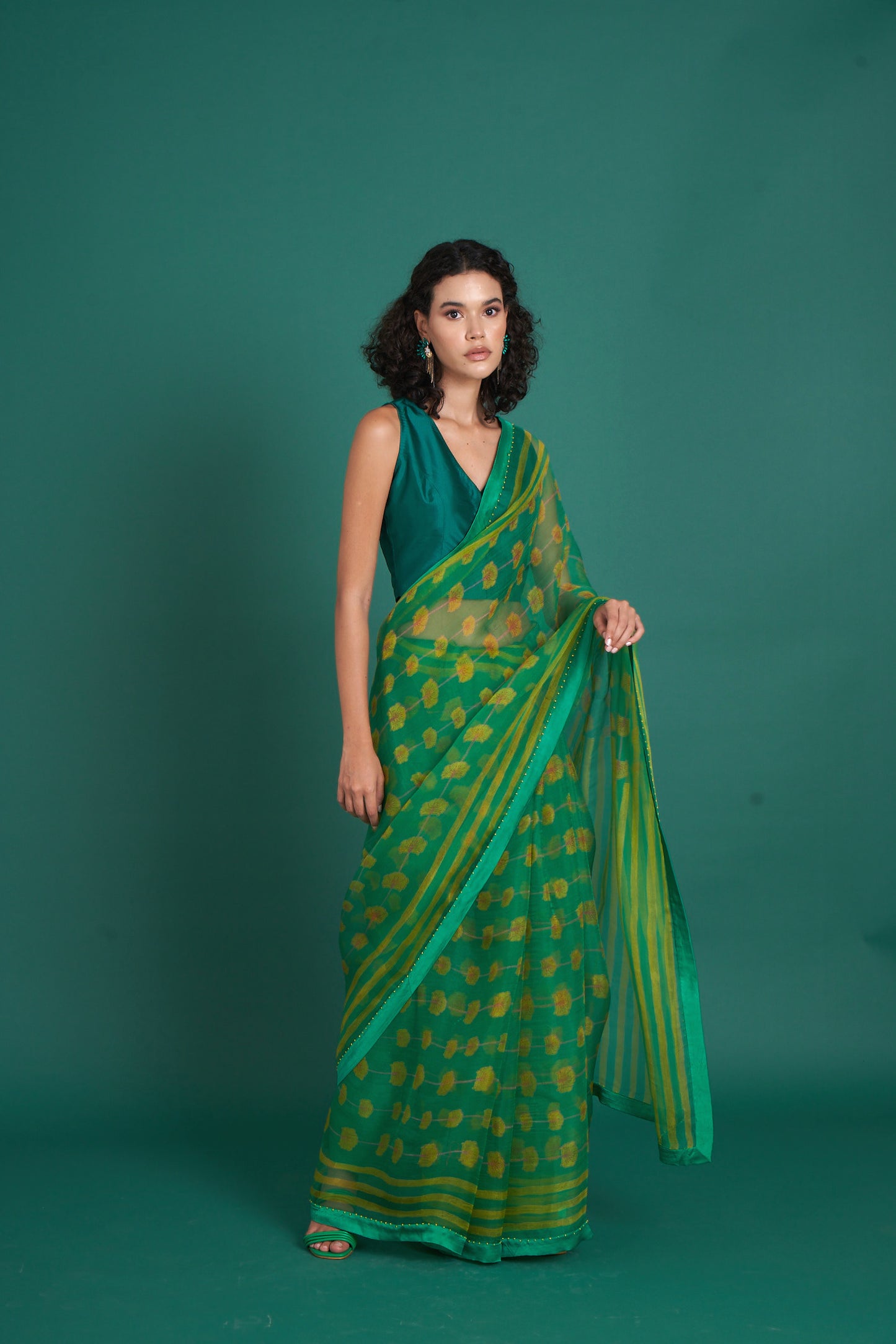 Bela Emerald Saree  (Set of 2)