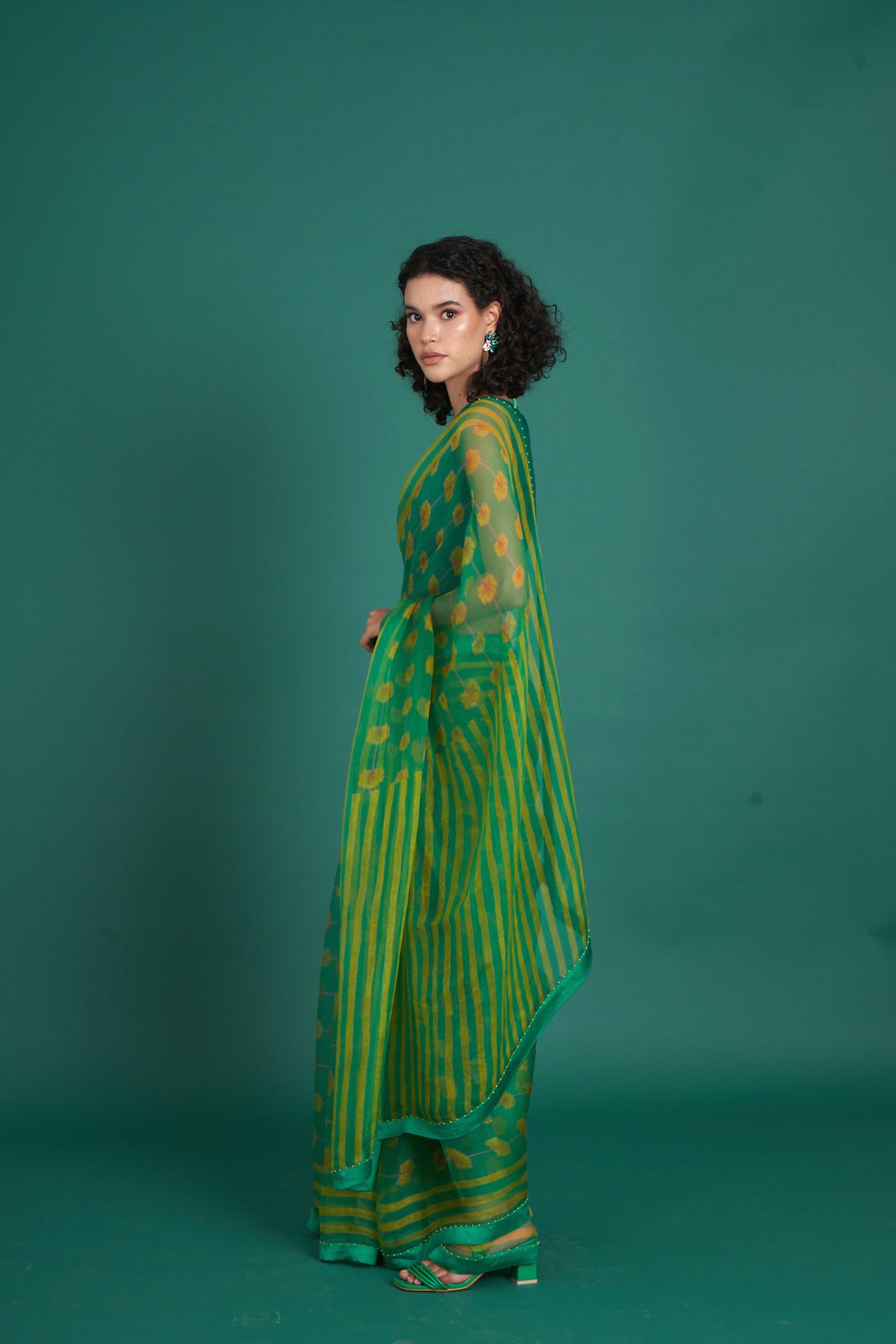 Bela Emerald Saree  (Set of 2)