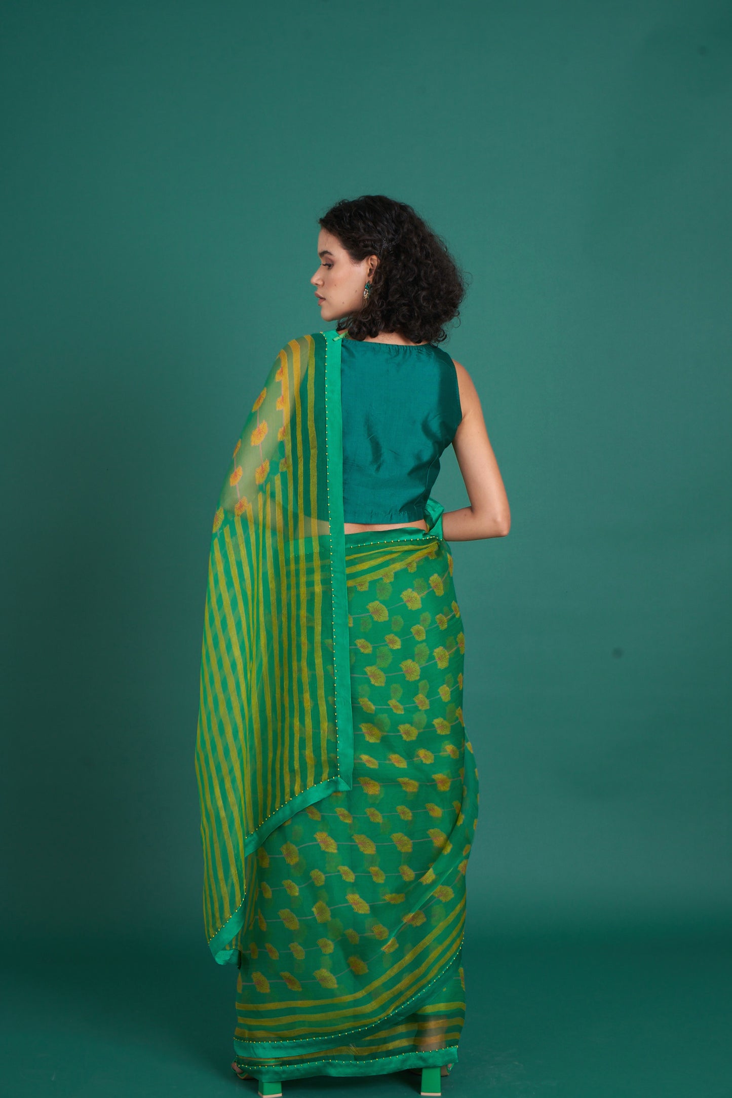 Bela Emerald Saree  (Set of 2)