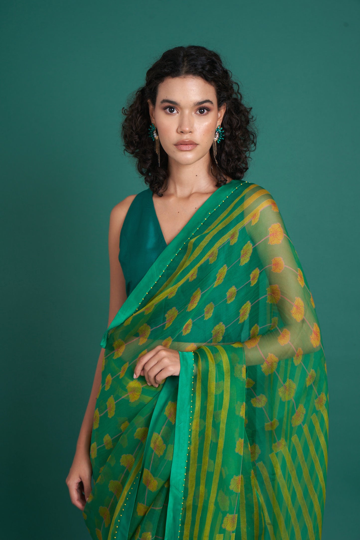 Bela Emerald Saree  (Set of 2)