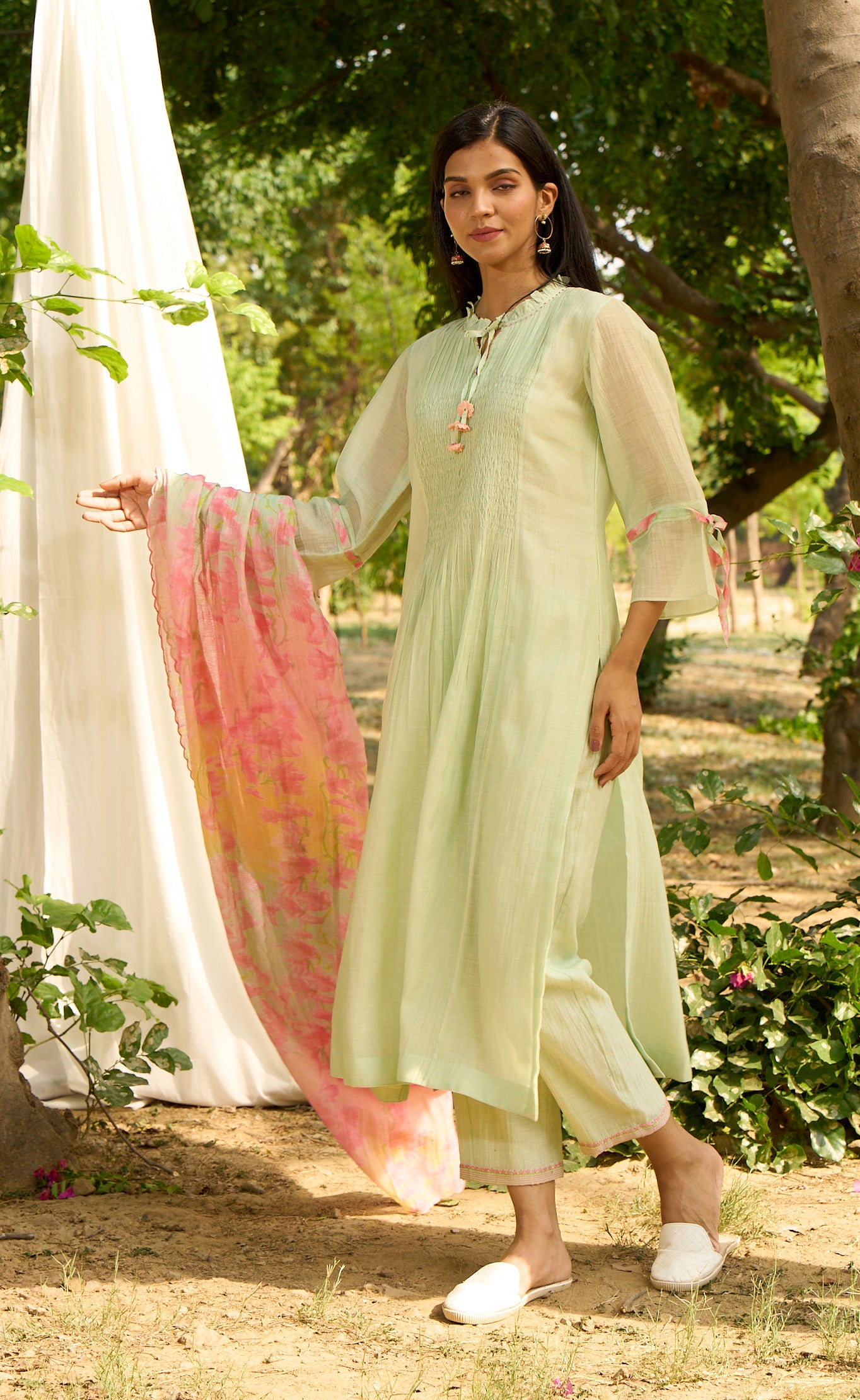 Baya Light Green Kurta  (Set of 3)